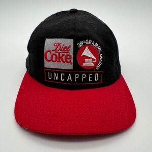 Vintage 39th Grammy Awards Diet Coke Uncapped Hat 1997 Black Red USA Made Cap